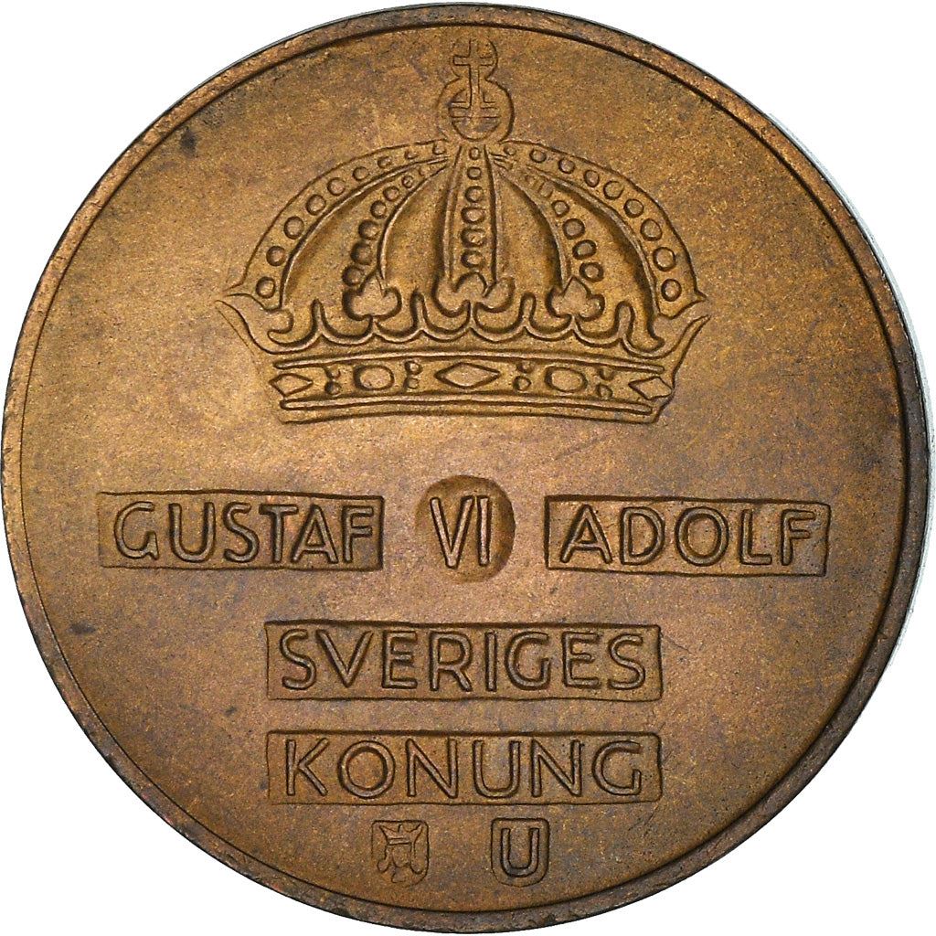 Swedish Coin 2 Öre | Gustaf VI Adolf | Crown | Sweden | 1952 - 1971