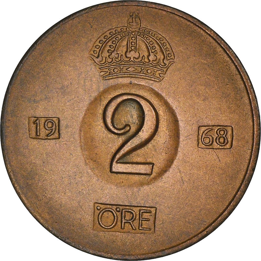 Swedish Coin 2 Öre | Gustaf VI Adolf | Crown | Sweden | 1952 - 1971