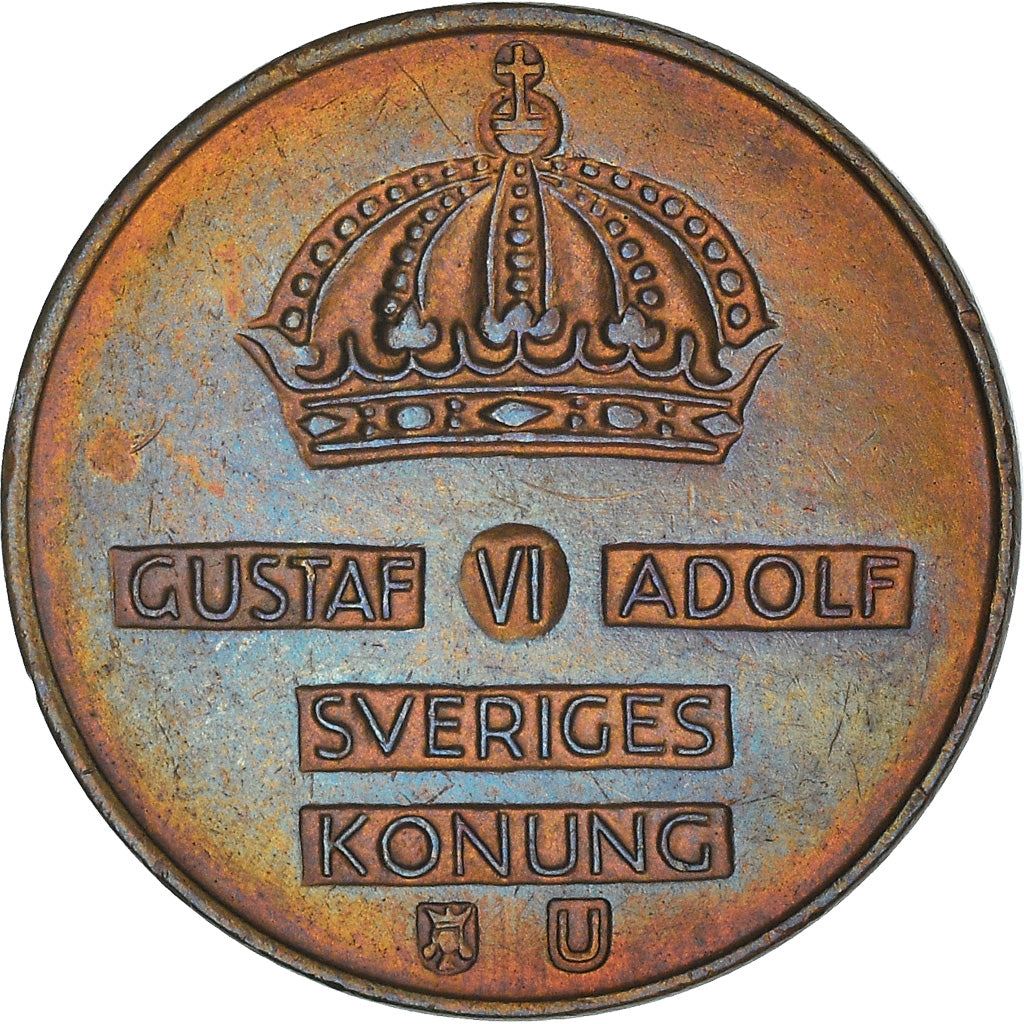 Swedish Coin 2 Öre | Gustaf VI Adolf | Crown | Sweden | 1952 - 1971