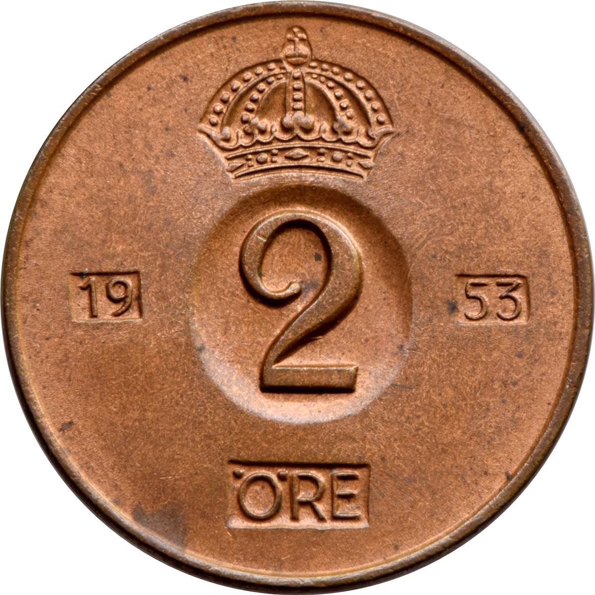 Swedish Coin 2 Öre | Gustaf VI Adolf | Crown | Sweden | 1952 - 1971