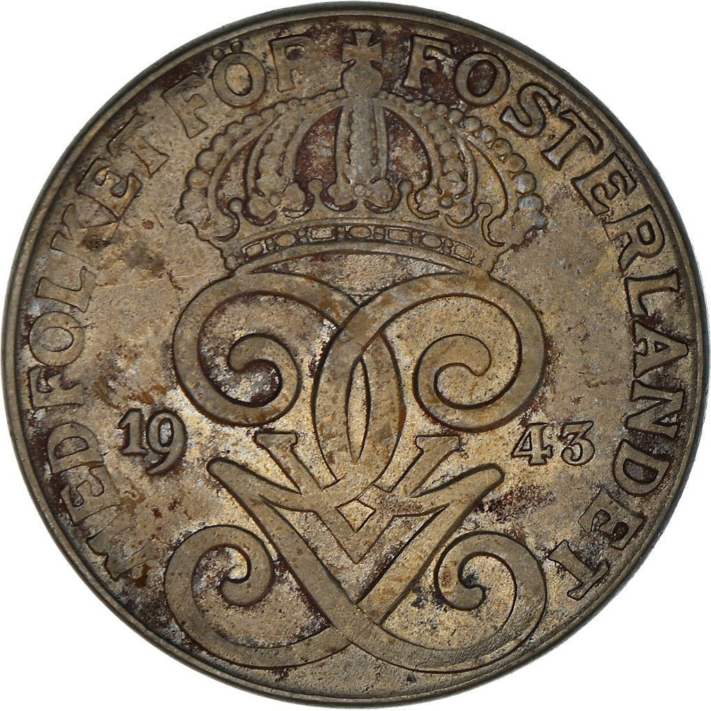 Swedish Coin 2 Öre | King Gustaf V | Sweden | 1942 - 1950