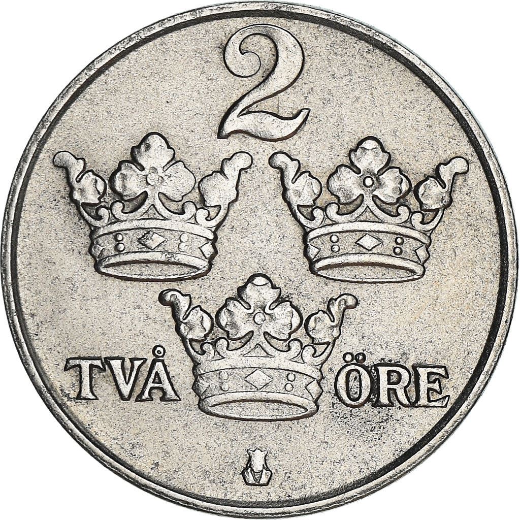 Swedish Coin 2 Öre | King Gustaf V | Sweden | 1942 - 1950