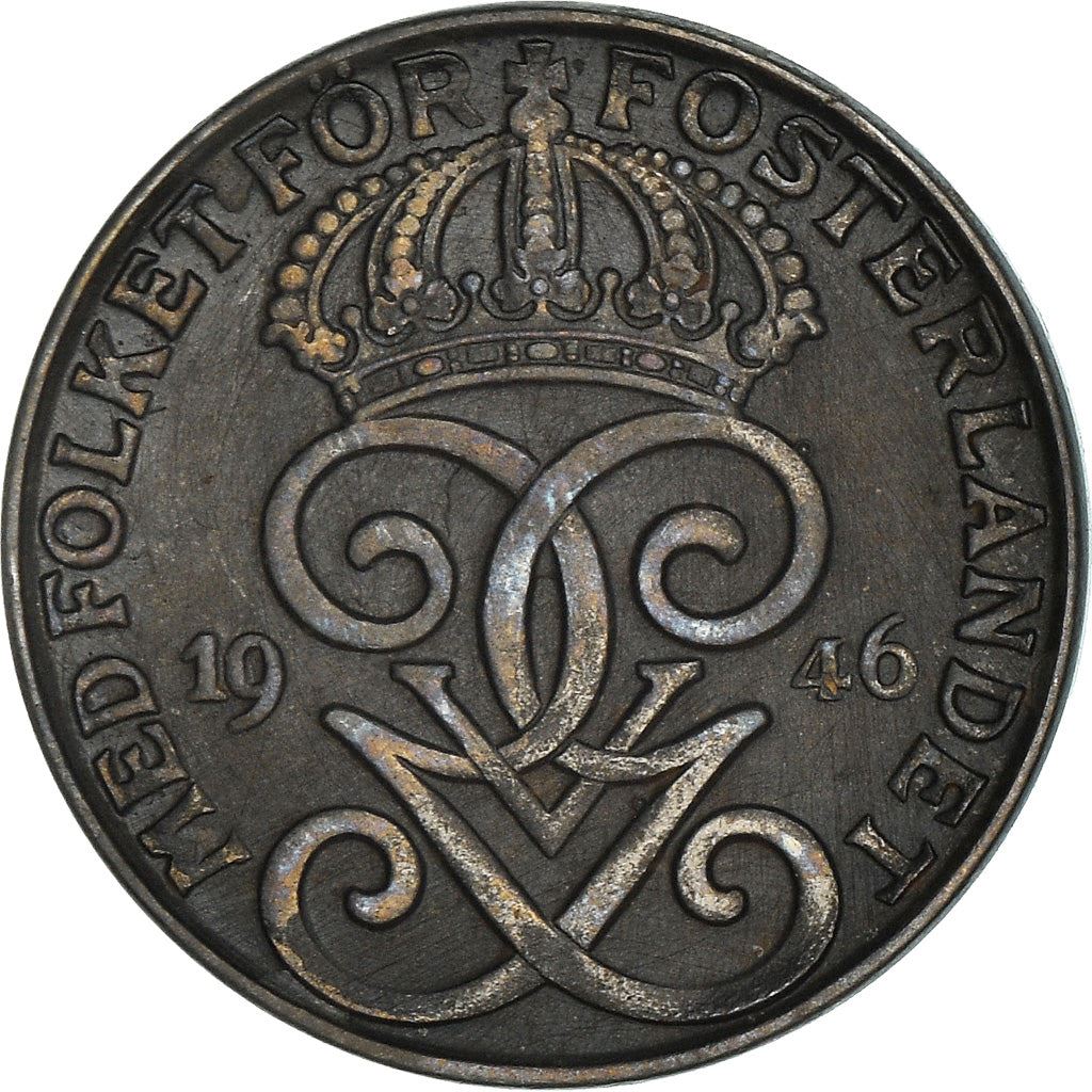 Swedish Coin 2 Öre | King Gustaf V | Sweden | 1942 - 1950