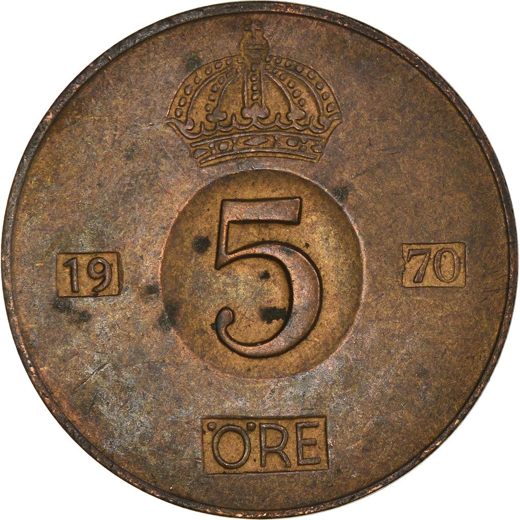 Swedish Coin 5 Öre | Gustaf VI Adolf | Crown | Sweden | 1952 - 1971