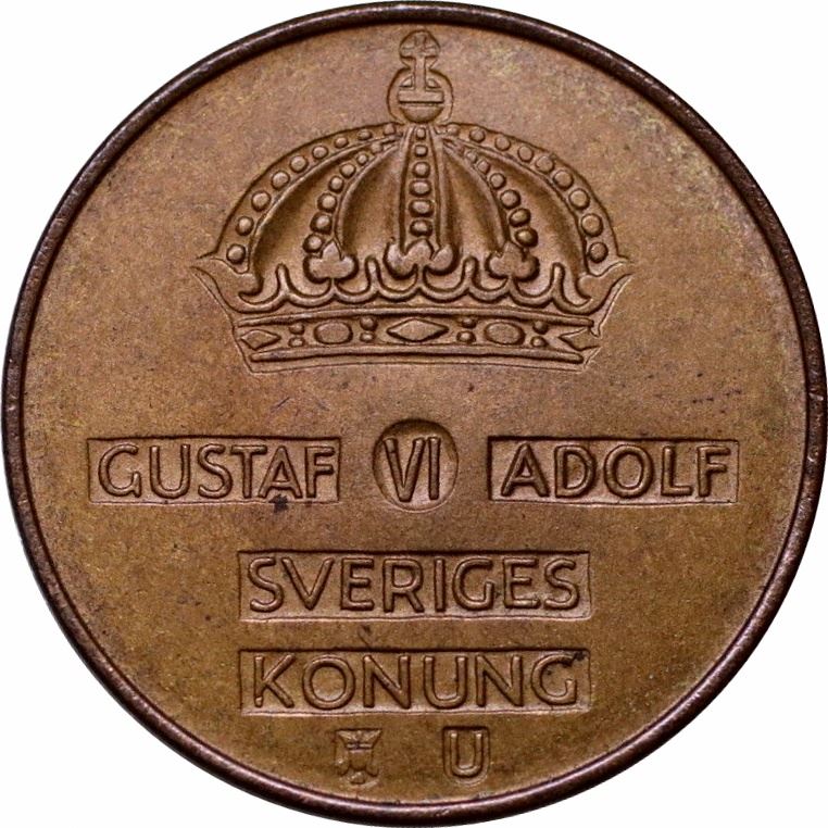 Swedish Coin 5 Öre | Gustaf VI Adolf | Crown | Sweden | 1952 - 1971