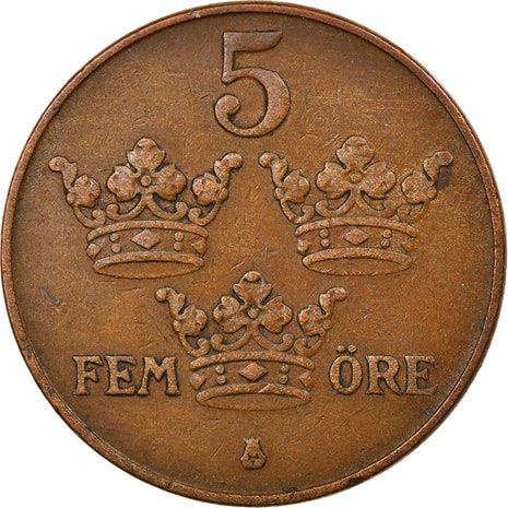 Swedish Coin 5 Öre | King Gustaf V | Sweden | 1909 - 1950