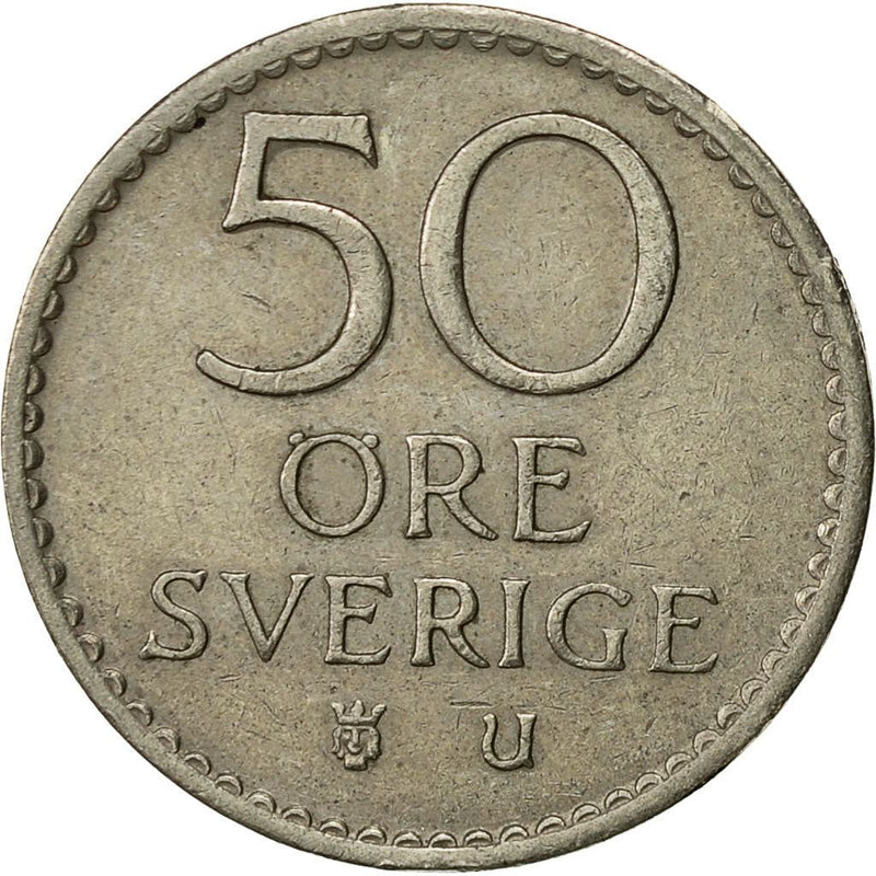 Swedish Coin 50 Öre | King Gustaf VI Adolf | Sweden | 1962 - 1973