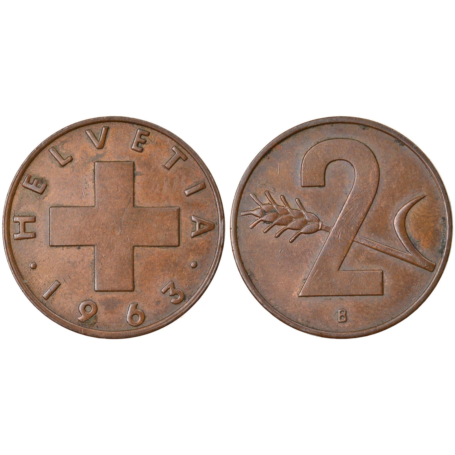 Swiss 6 Coin Set 1 2 5 10 20 Rappen 1/2 Franc | Wheat | Libertas | Helvetia | Switzerland | 1948 - 1967