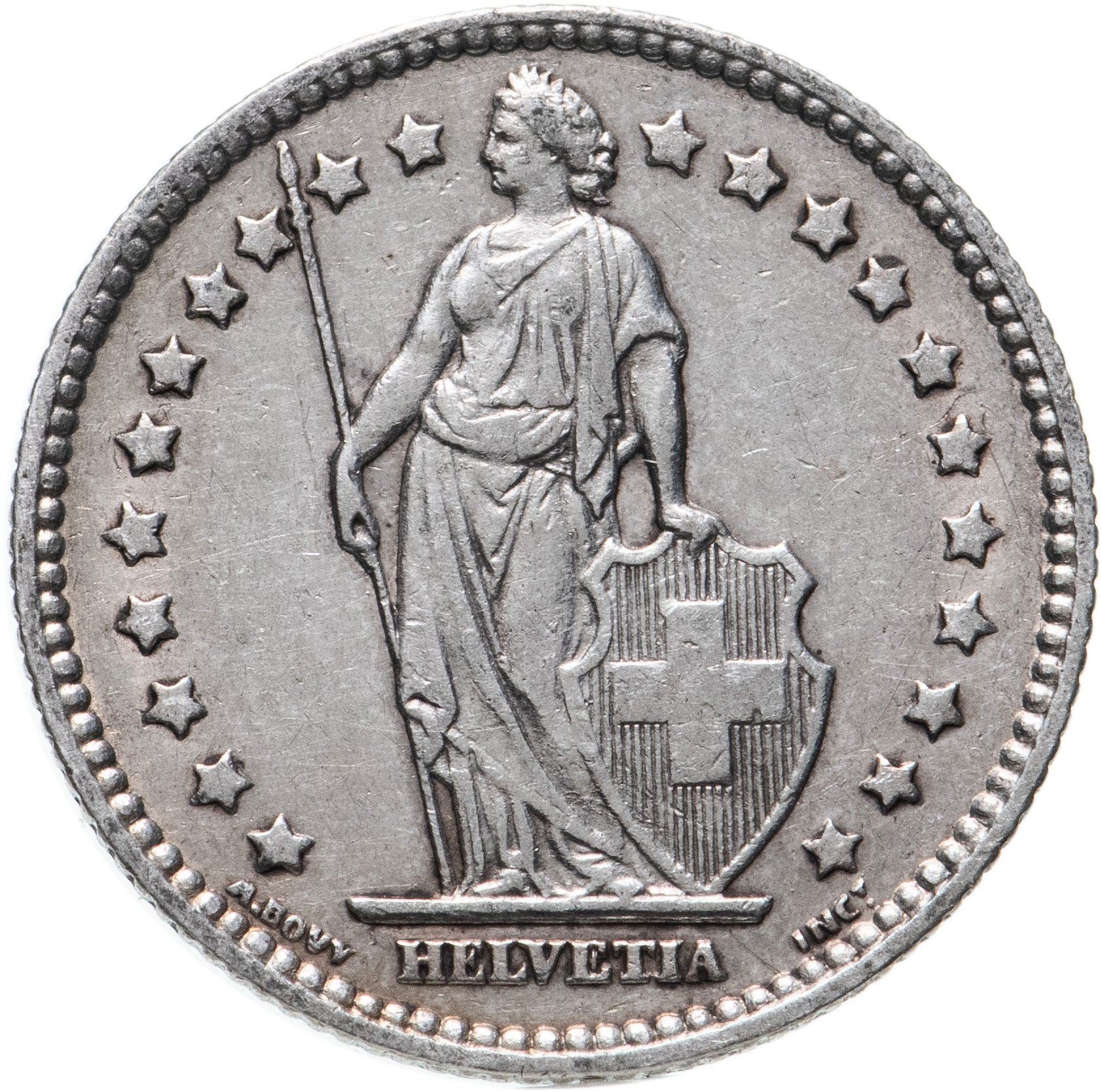 Switzerland Coin Swiss 1 Franc | Helvetia | KM24 | 1875 - 1967