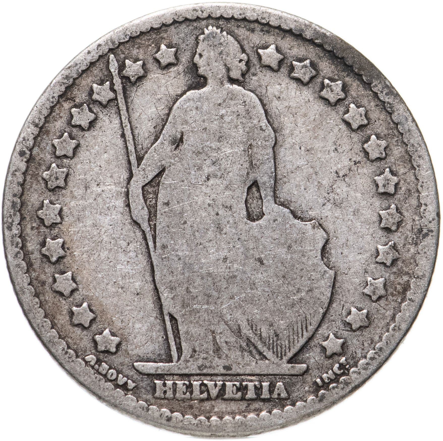 Switzerland Coin Swiss 1 Franc | Helvetia | KM24 | 1875 - 1967