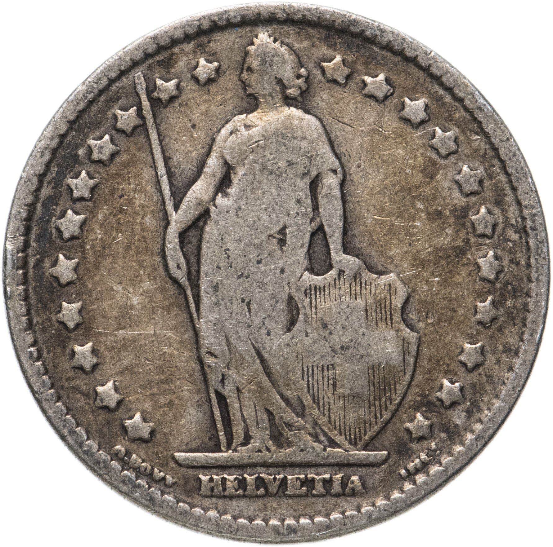 Switzerland Coin Swiss 1 Franc | Helvetia | KM24 | 1875 - 1967