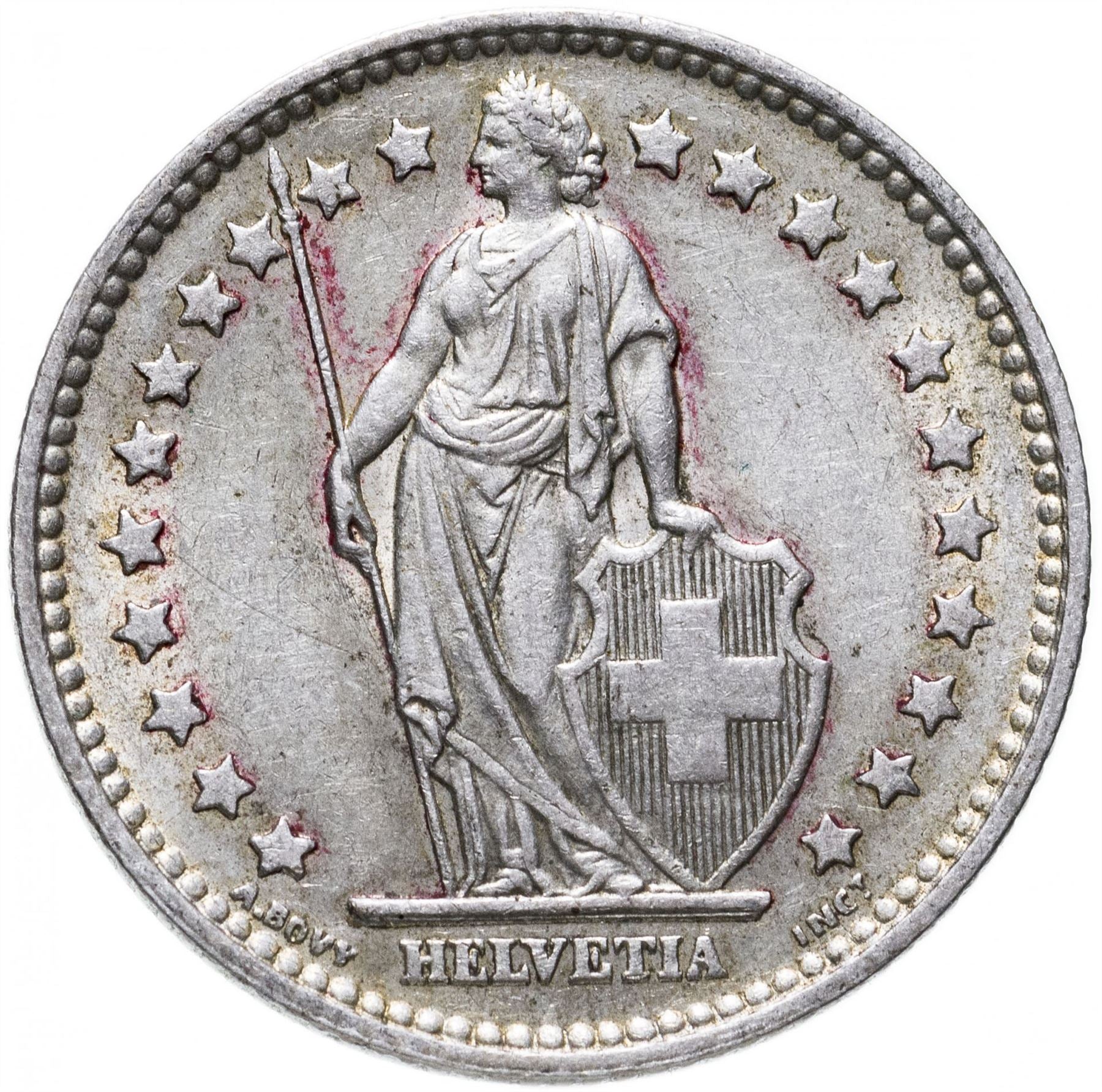 Switzerland Coin Swiss 1 Franc | Helvetia | KM24 | 1875 - 1967