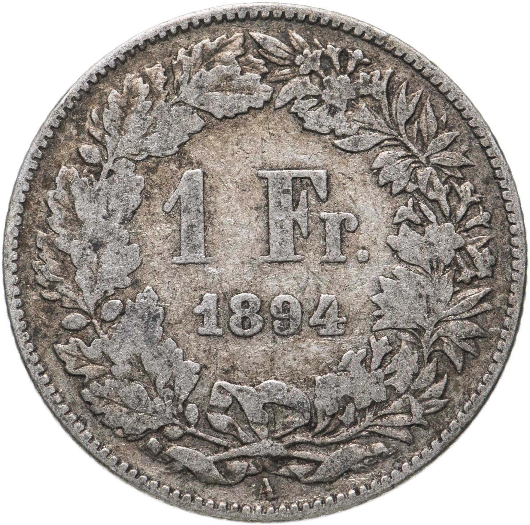 Switzerland Coin Swiss 1 Franc | Helvetia | KM24 | 1875 - 1967