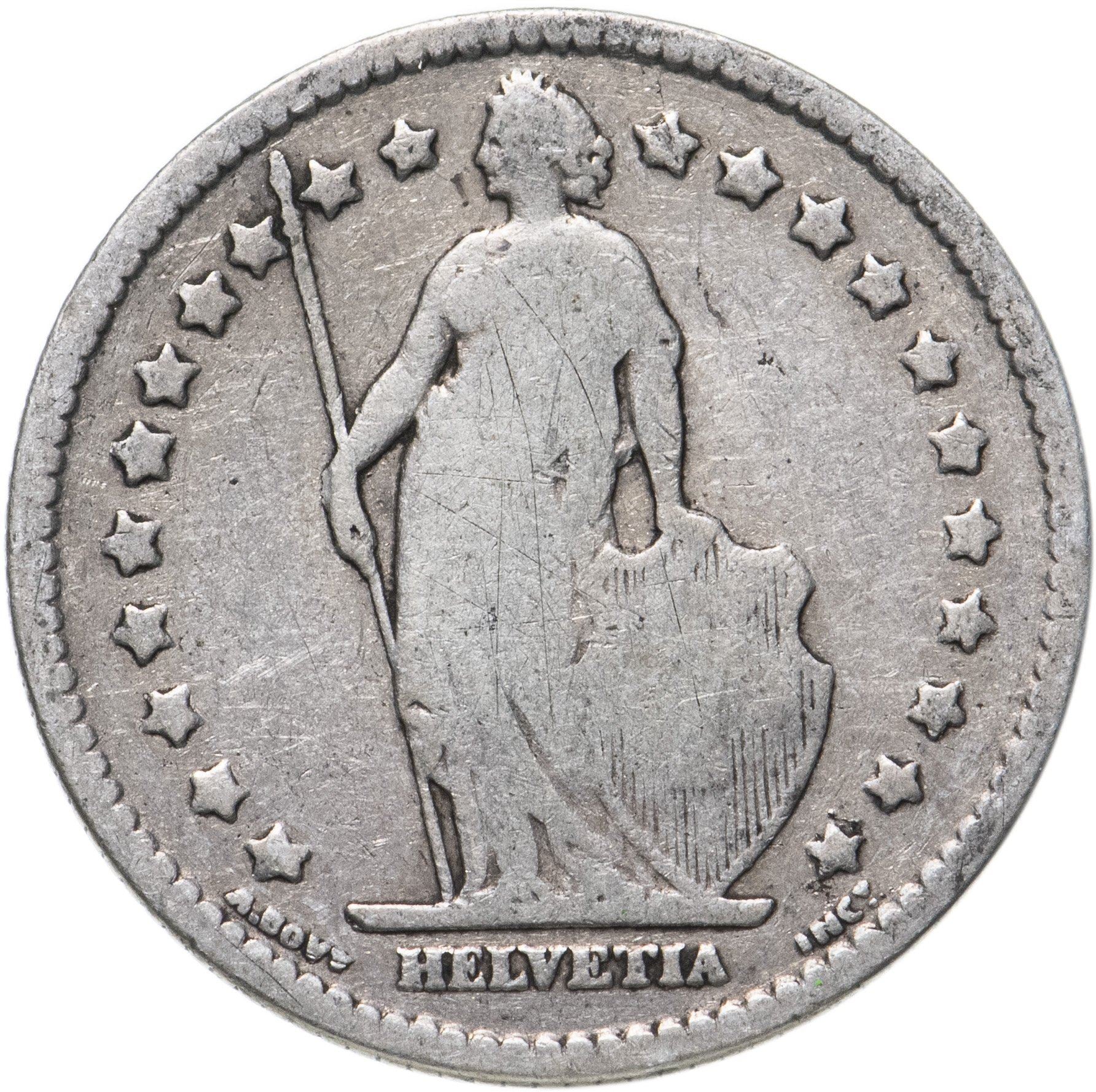 Switzerland Coin Swiss 1 Franc | Helvetia | KM24 | 1875 - 1967