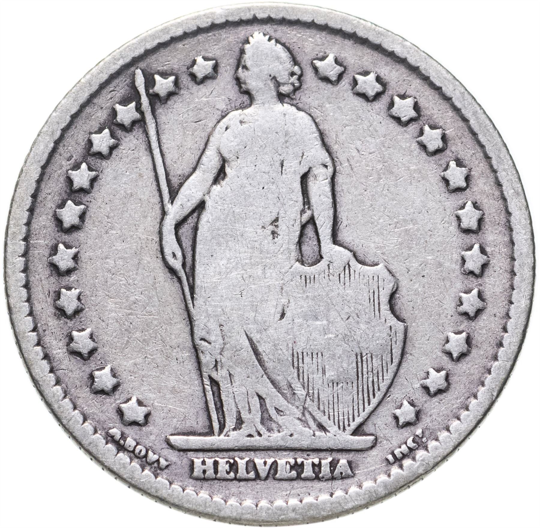 Switzerland Coin Swiss 1 Franc | Helvetia | KM24 | 1875 - 1967