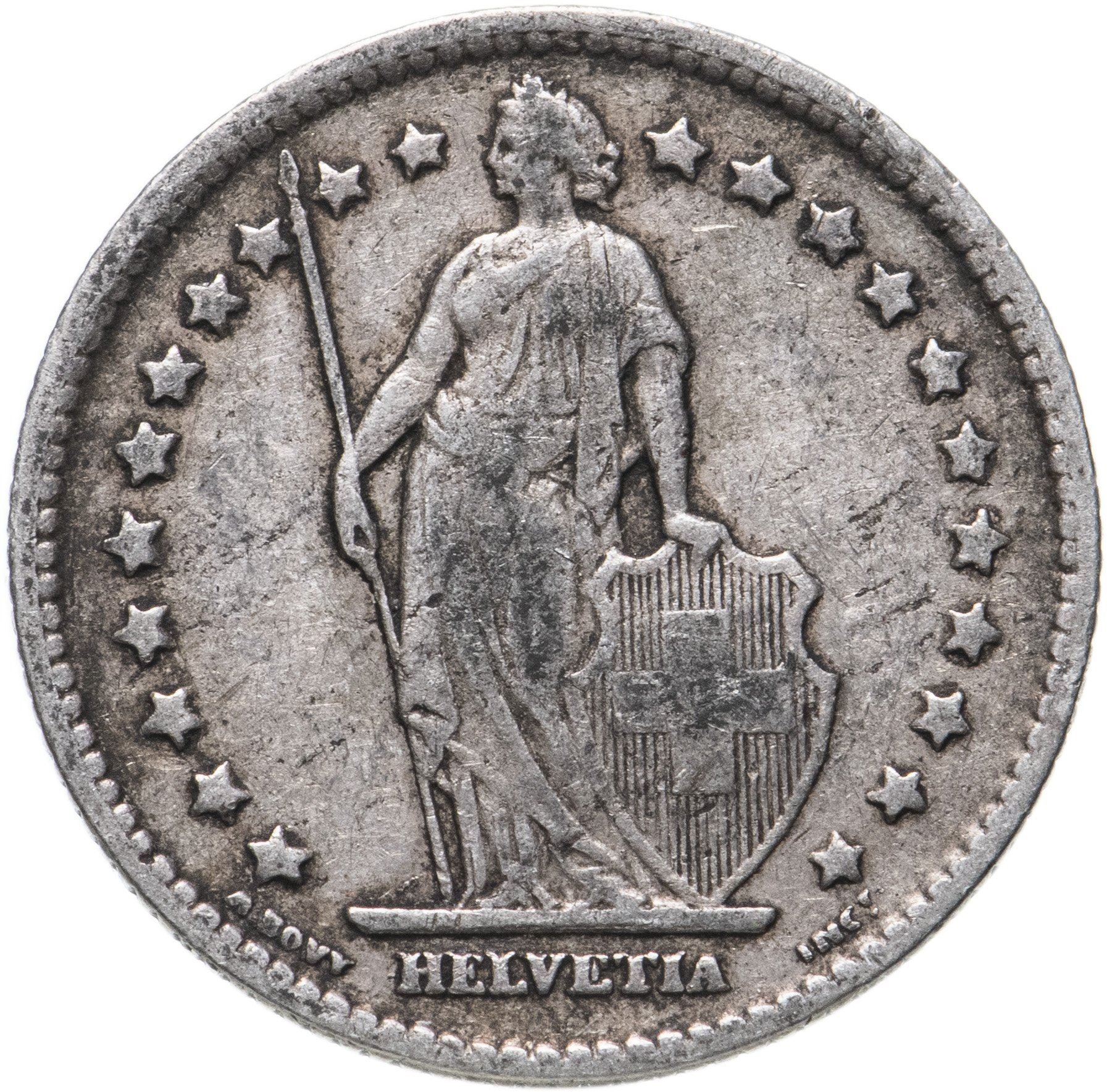 Switzerland Coin Swiss 1 Franc | Helvetia | KM24 | 1875 - 1967