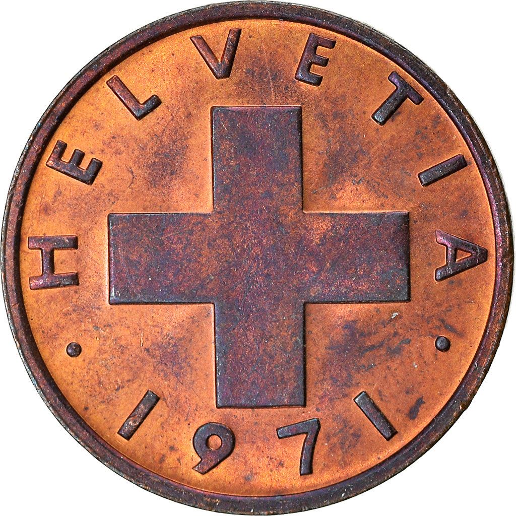 Switzerland Coin Swiss 1 Rappen | Wheat Spike | Swiss Cross | KM46 | 1948 - 2006