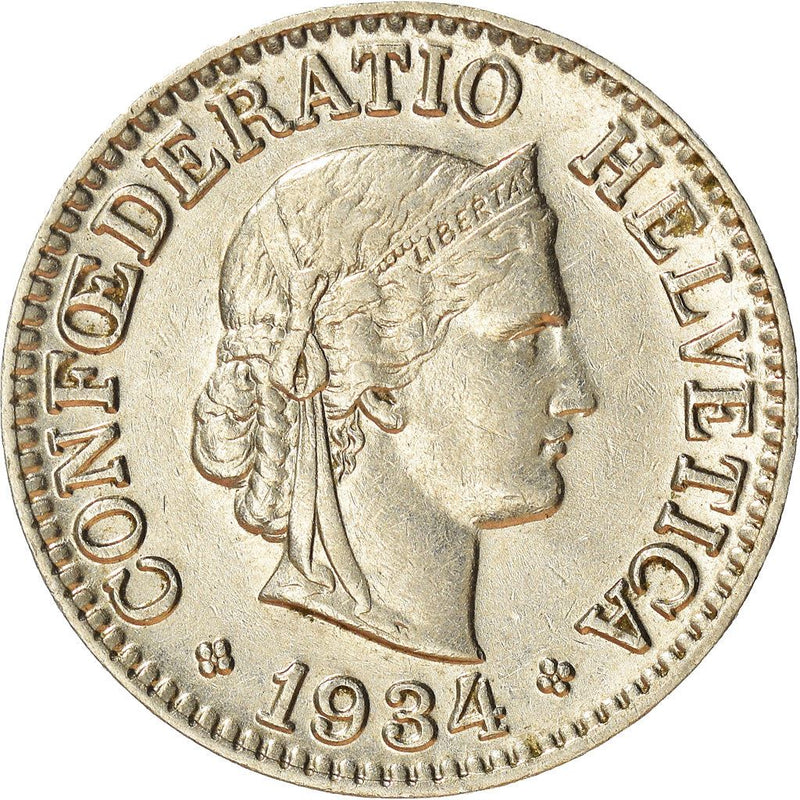 Switzerland Coin Swiss 10 Rappen | Goddess of Liberty Libertas | KM27b | 1932 - 1939