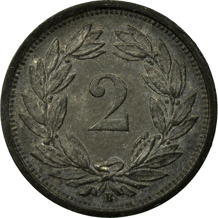 Switzerland Coin Swiss 2 Rappen | Hat | Feather | KM4.2b | 1942 - 1946