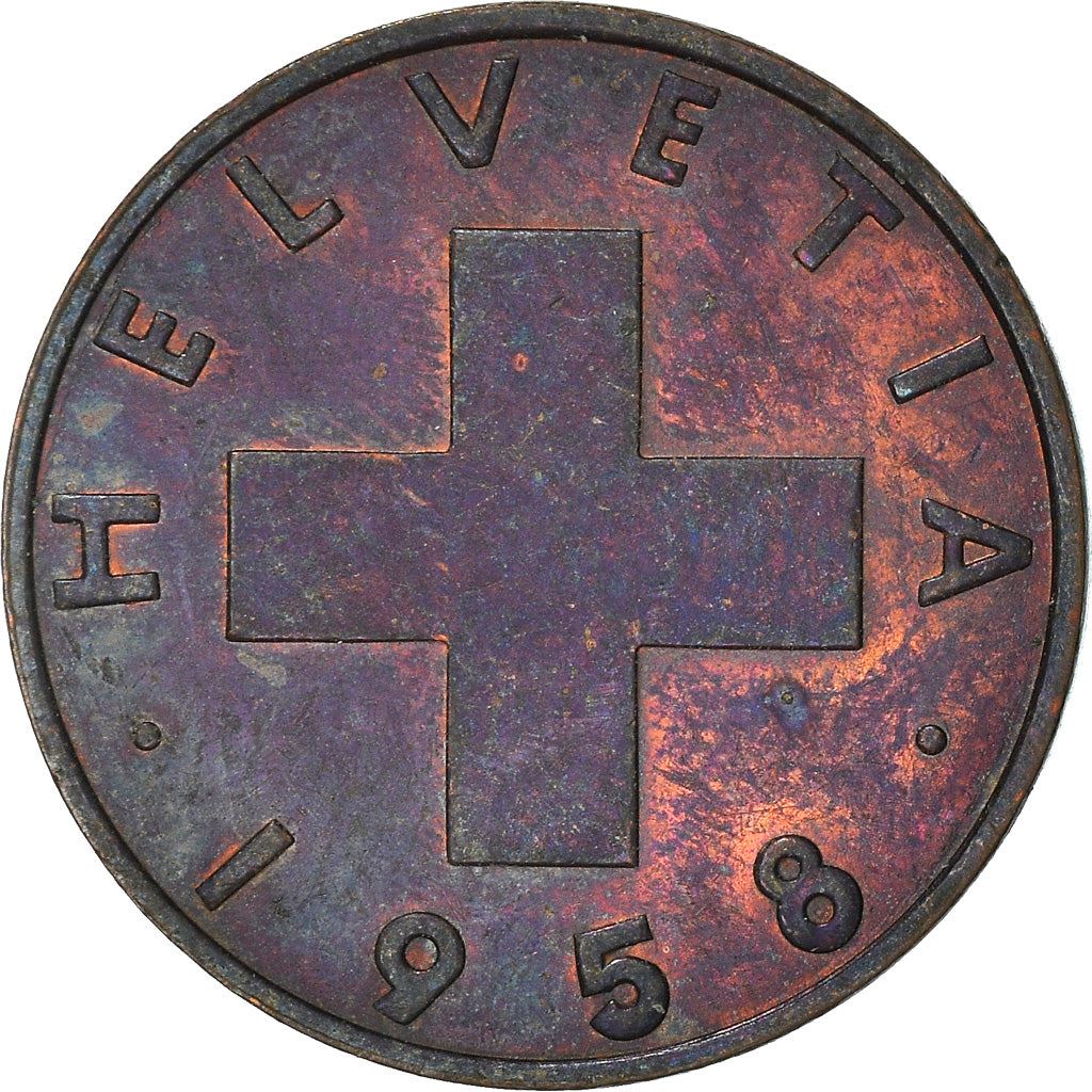 Switzerland Coin Swiss 2 Rappen | Wheat Spike | Swiss Cross | KM47 | 1948 - 1974