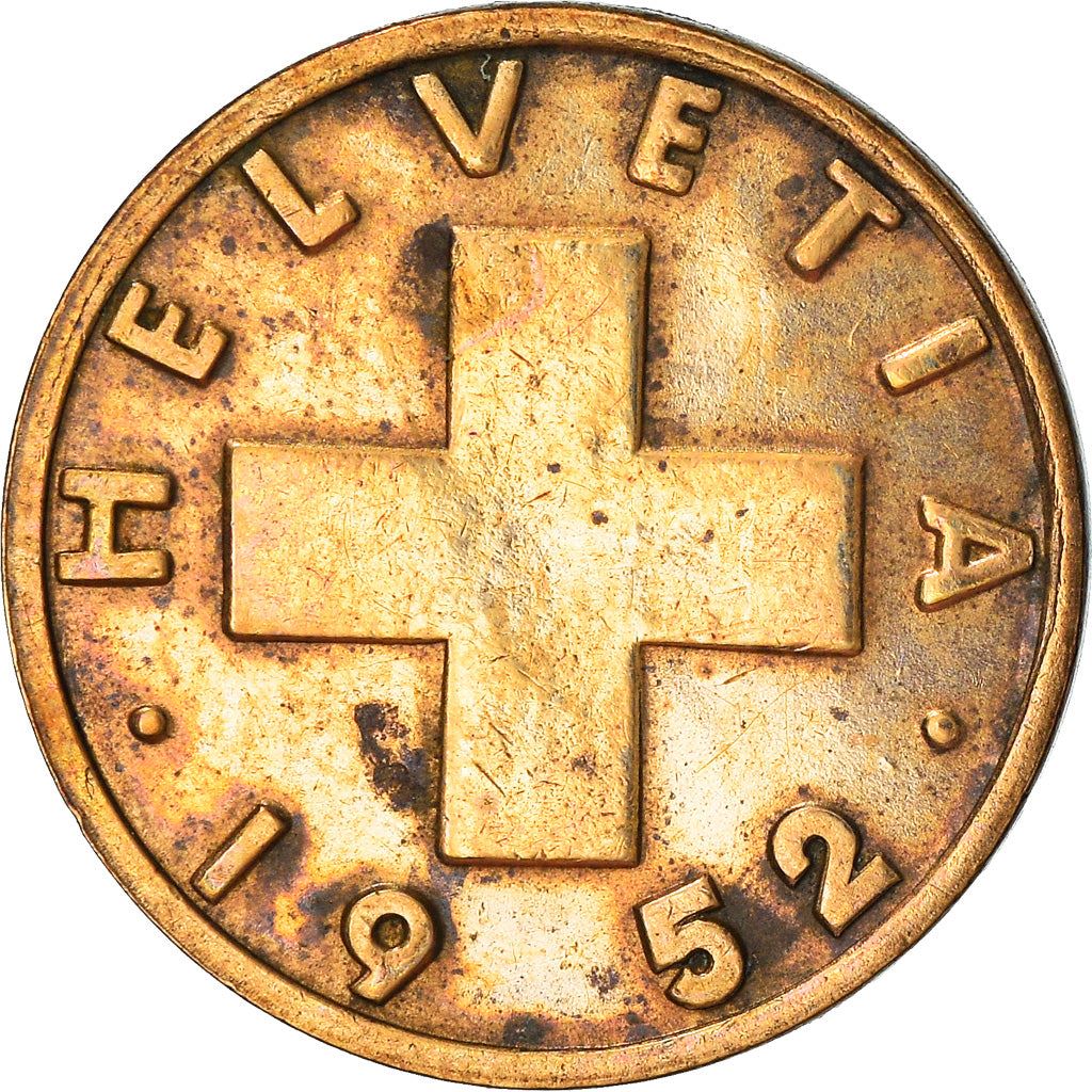 Switzerland Coin Swiss 2 Rappen | Wheat Spike | Swiss Cross | KM47 | 1948 - 1974