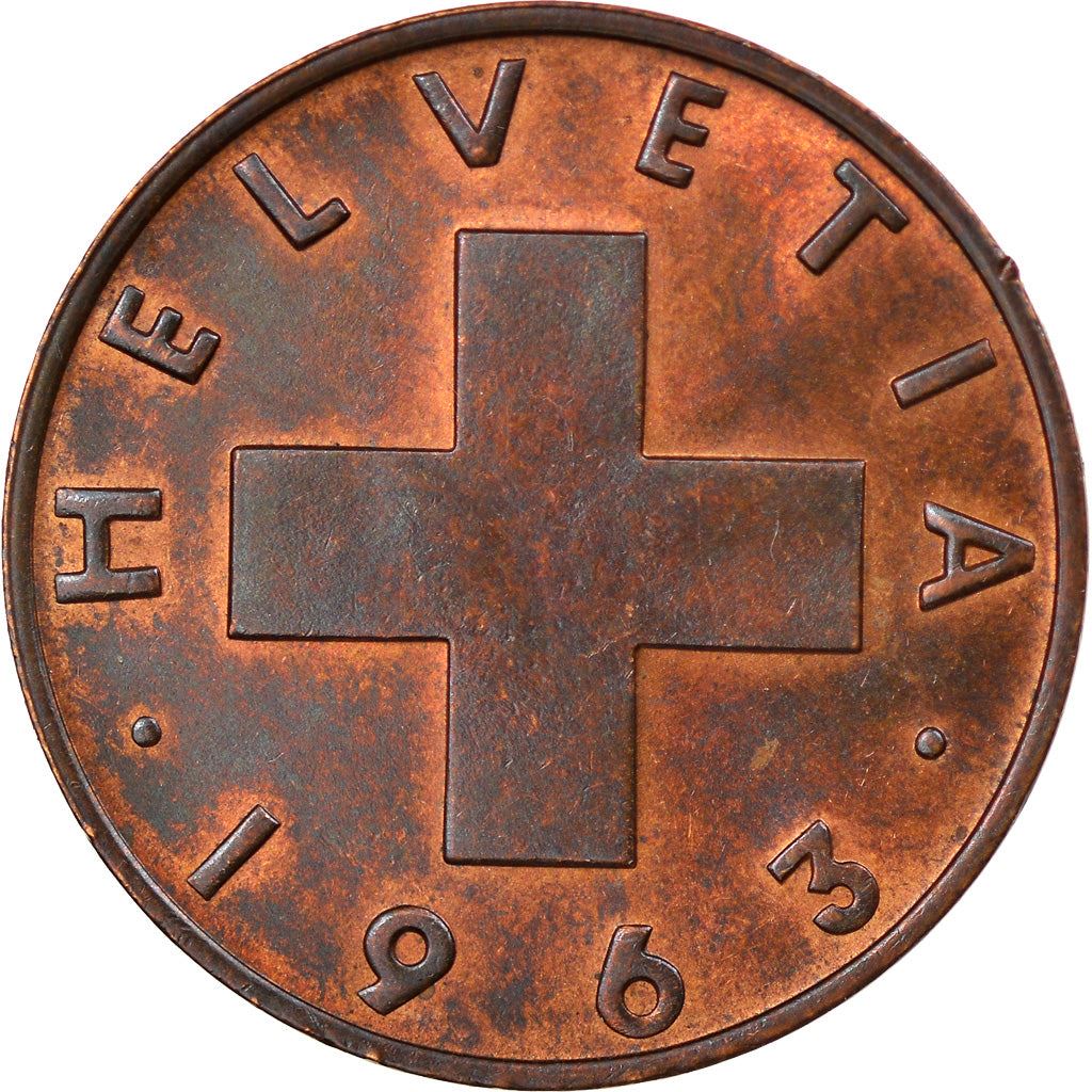 Switzerland Coin Swiss 2 Rappen | Wheat Spike | Swiss Cross | KM47 | 1948 - 1974