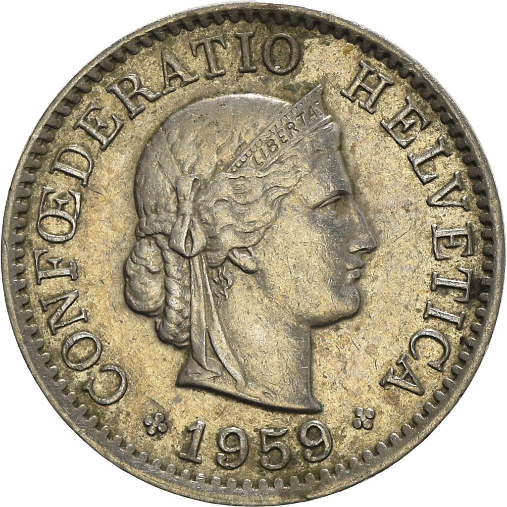 Switzerland Coin Swiss 5 Rappen | Goddess of Liberty Libertas | KM26 | 1879 - 1980