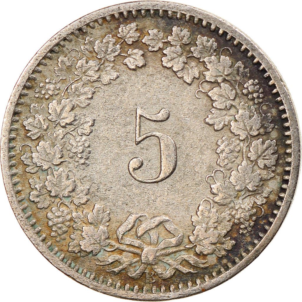 Switzerland Coin Swiss 5 Rappen | Goddess of Liberty Libertas | KM26 | 1879 - 1980