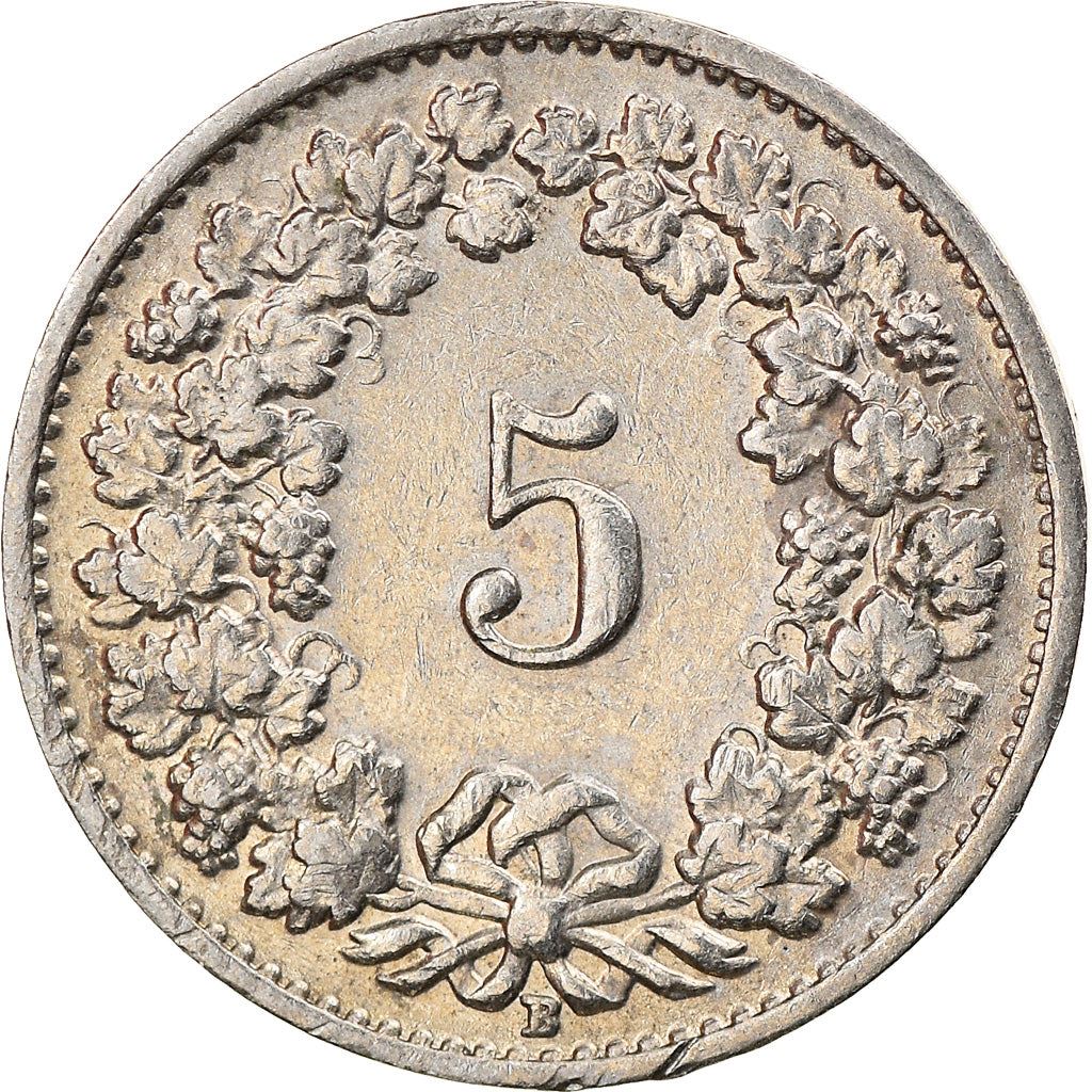 Switzerland Coin Swiss 5 Rappen | Goddess of Liberty Libertas | KM26 | 1879 - 1980