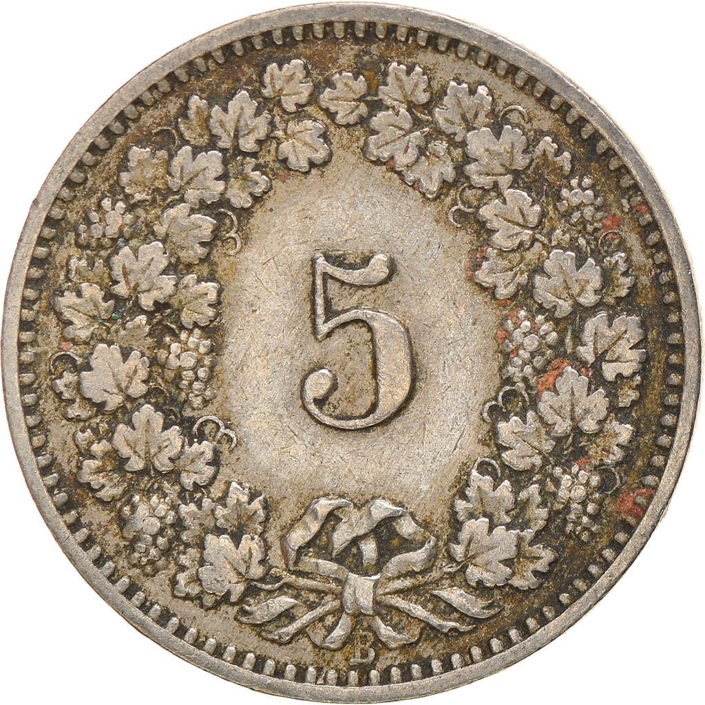 Switzerland Coin Swiss 5 Rappen | Goddess of Liberty Libertas | KM26 | 1879 - 1980