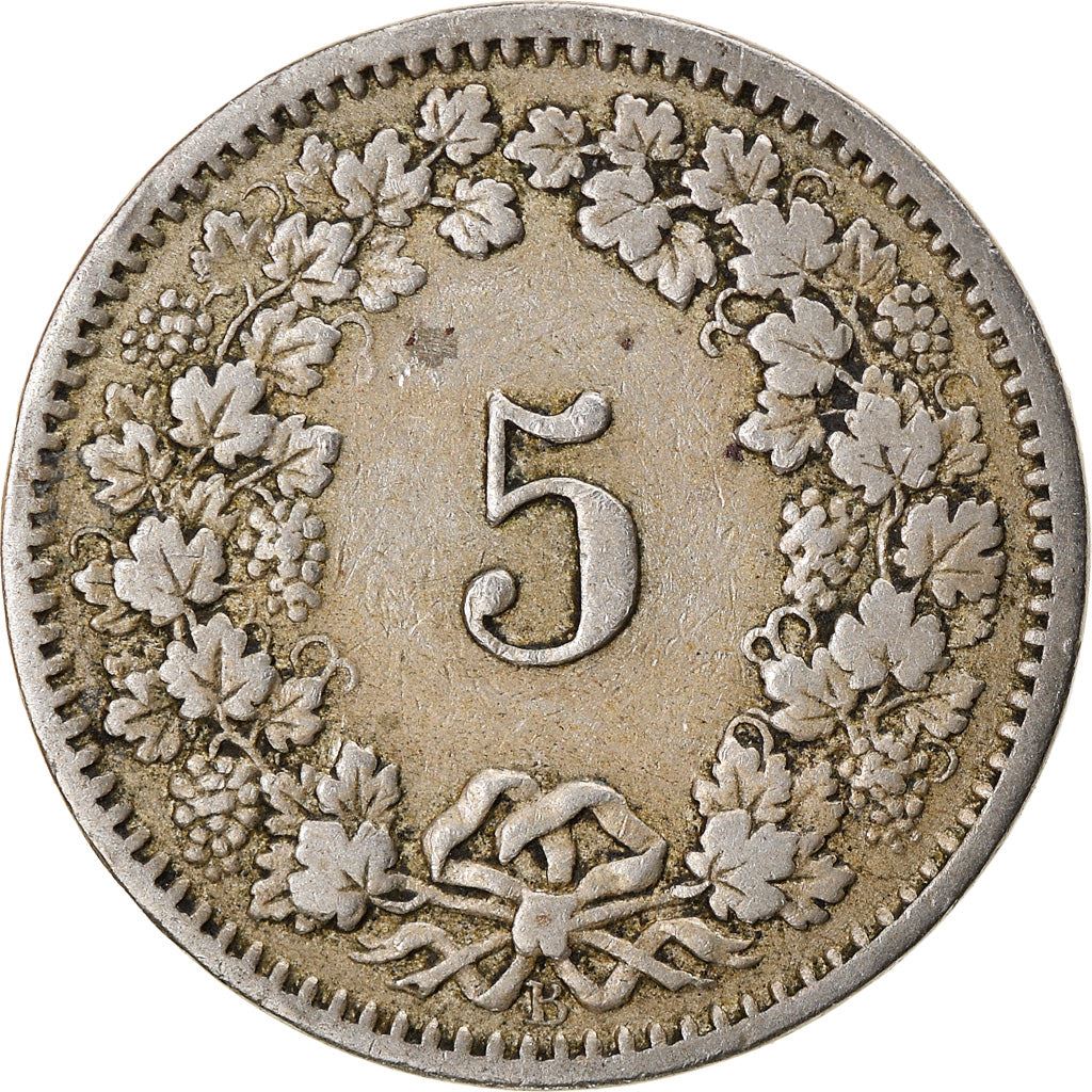 Switzerland Coin Swiss 5 Rappen | Goddess of Liberty Libertas | KM26 | 1879 - 1980