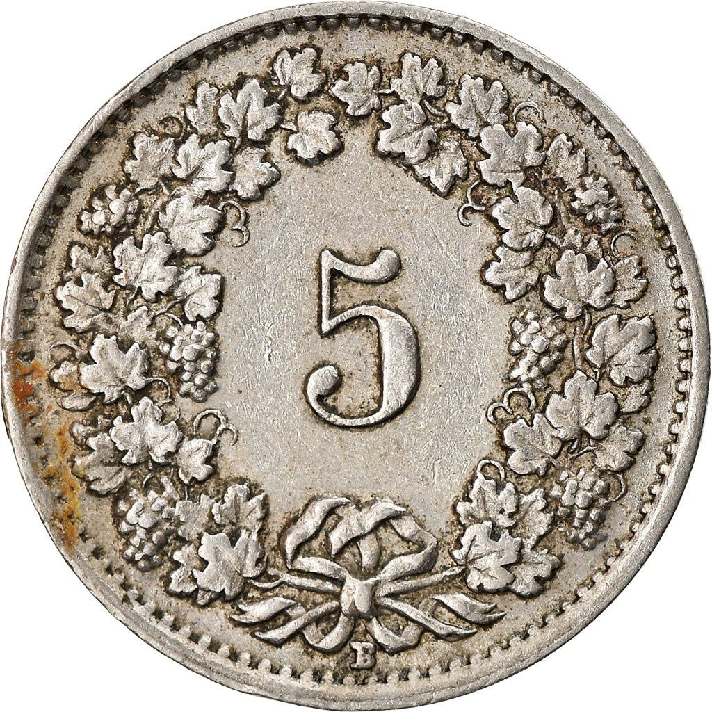 Switzerland Coin Swiss 5 Rappen | Goddess of Liberty Libertas | KM26 | 1879 - 1980