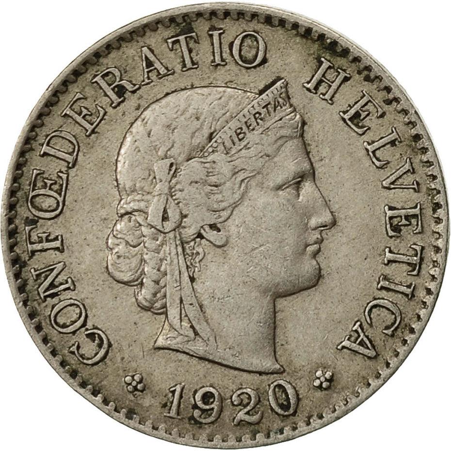 Switzerland Coin Swiss 5 Rappen | Goddess of Liberty Libertas | KM26 | 1879 - 1980