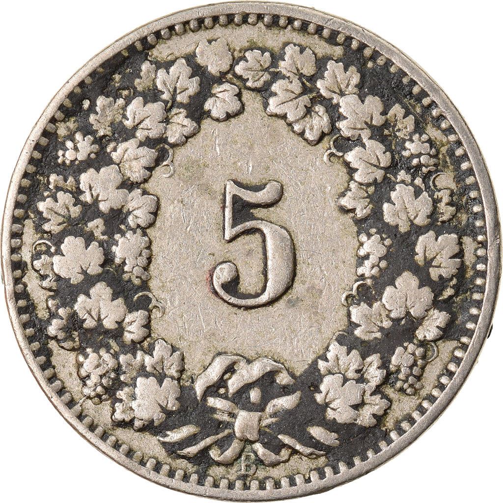 Switzerland Coin Swiss 5 Rappen | Goddess of Liberty Libertas | KM26 | 1879 - 1980