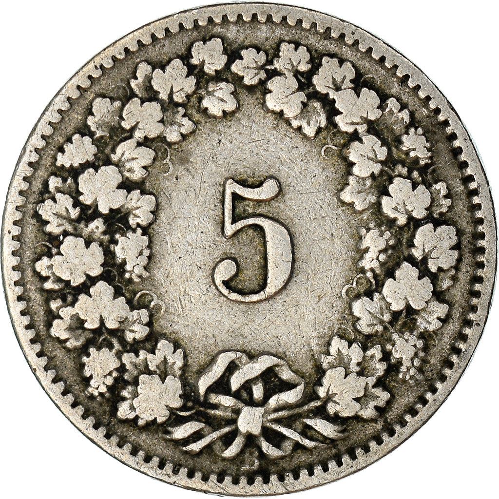 Switzerland Coin Swiss 5 Rappen | Goddess of Liberty Libertas | KM26 | 1879 - 1980