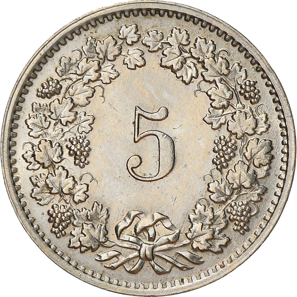 Switzerland Coin Swiss 5 Rappen | Goddess of Liberty Libertas | KM26 | 1879 - 1980