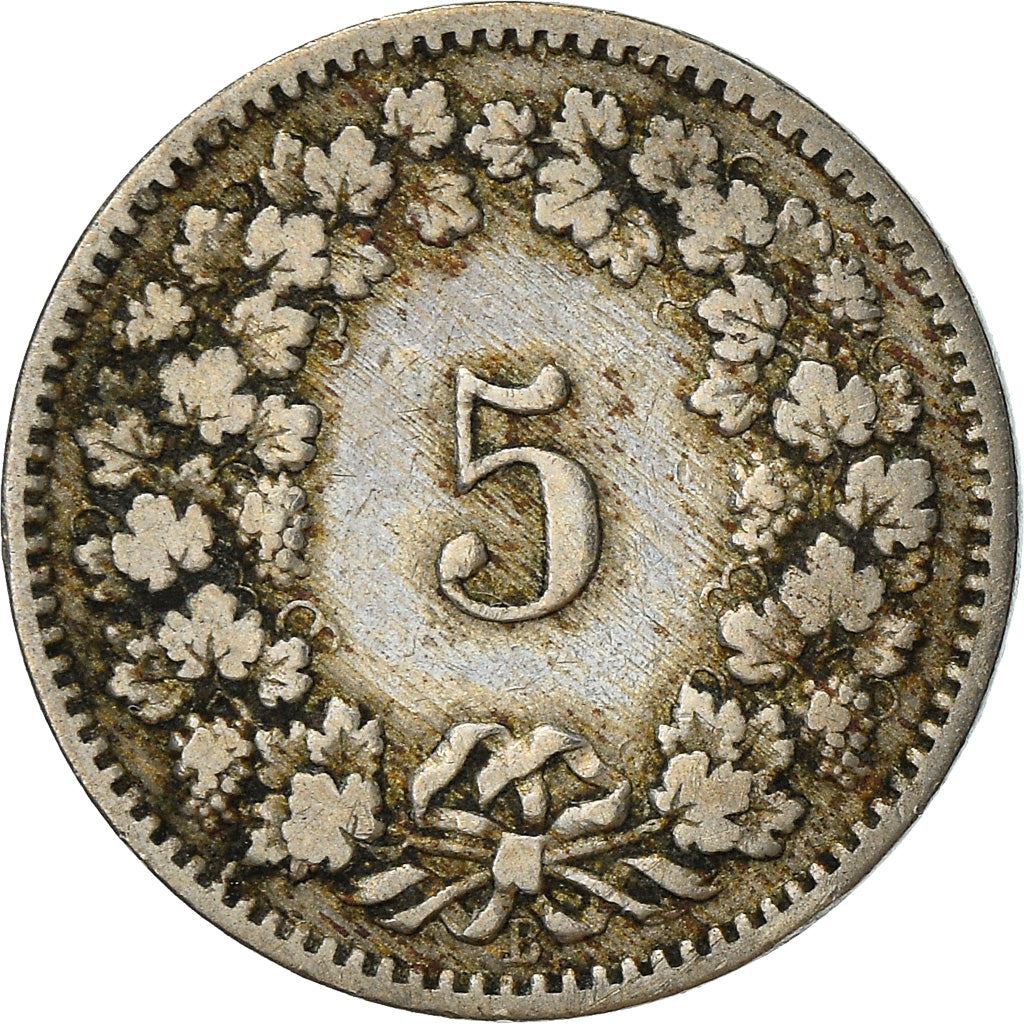 Switzerland Coin Swiss 5 Rappen | Goddess of Liberty Libertas | KM26 | 1879 - 1980