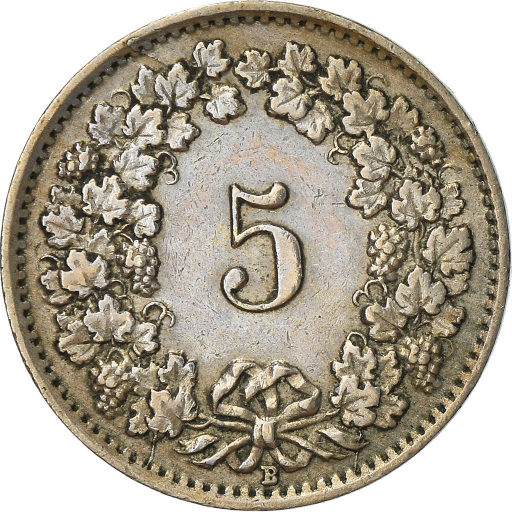 Switzerland Coin Swiss 5 Rappen | Goddess of Liberty Libertas | KM26 | 1879 - 1980