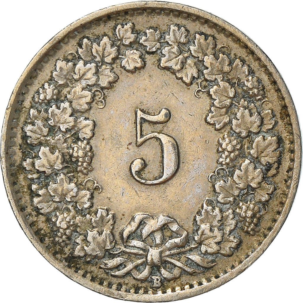 Switzerland Coin Swiss 5 Rappen | Goddess of Liberty Libertas | KM26 | 1879 - 1980