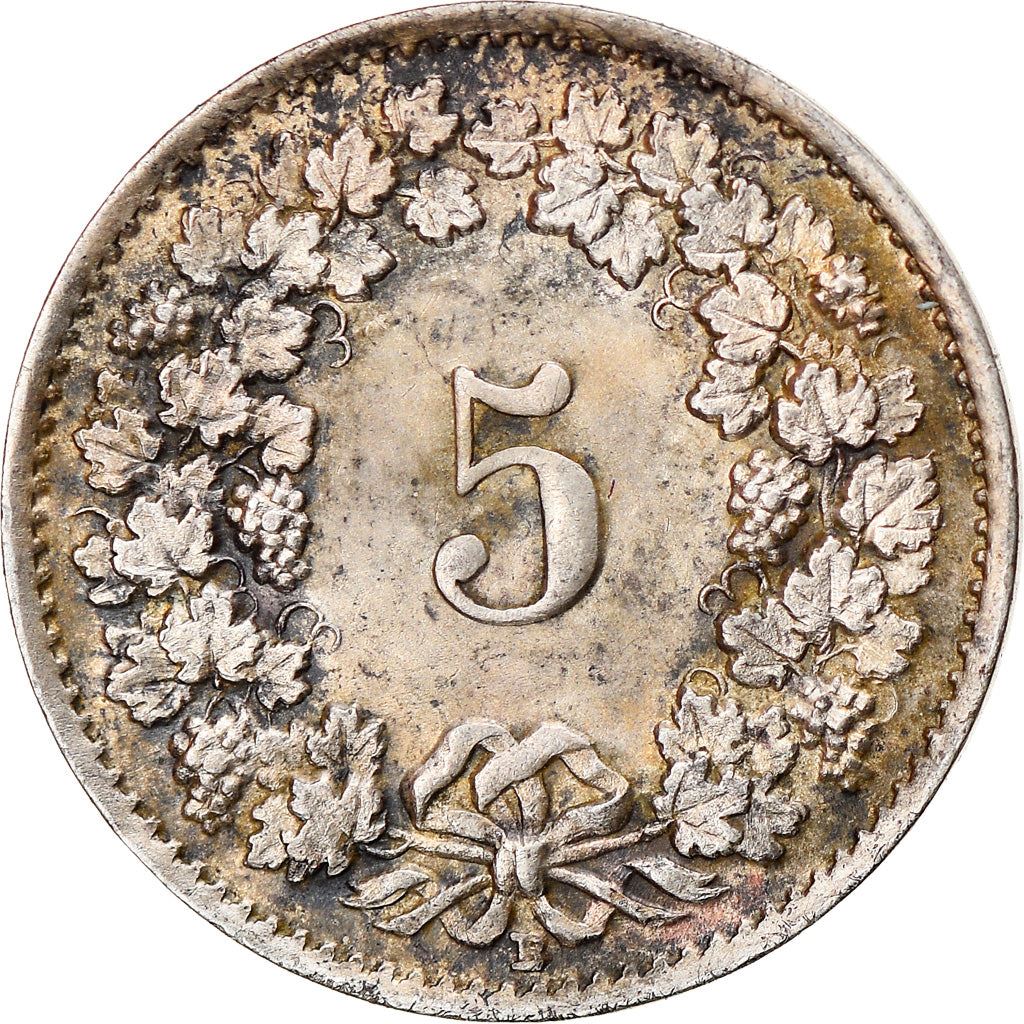 Switzerland Coin Swiss 5 Rappen | Goddess of Liberty Libertas | KM26 | 1879 - 1980