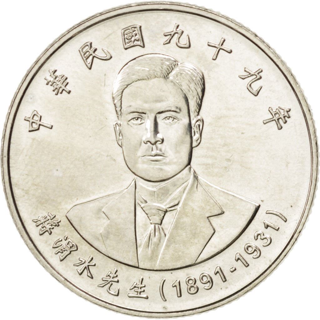 Taiwan | 10 New Dollars Coin | Chiang Wei-shui | Y:573, Schön:61 | 2010