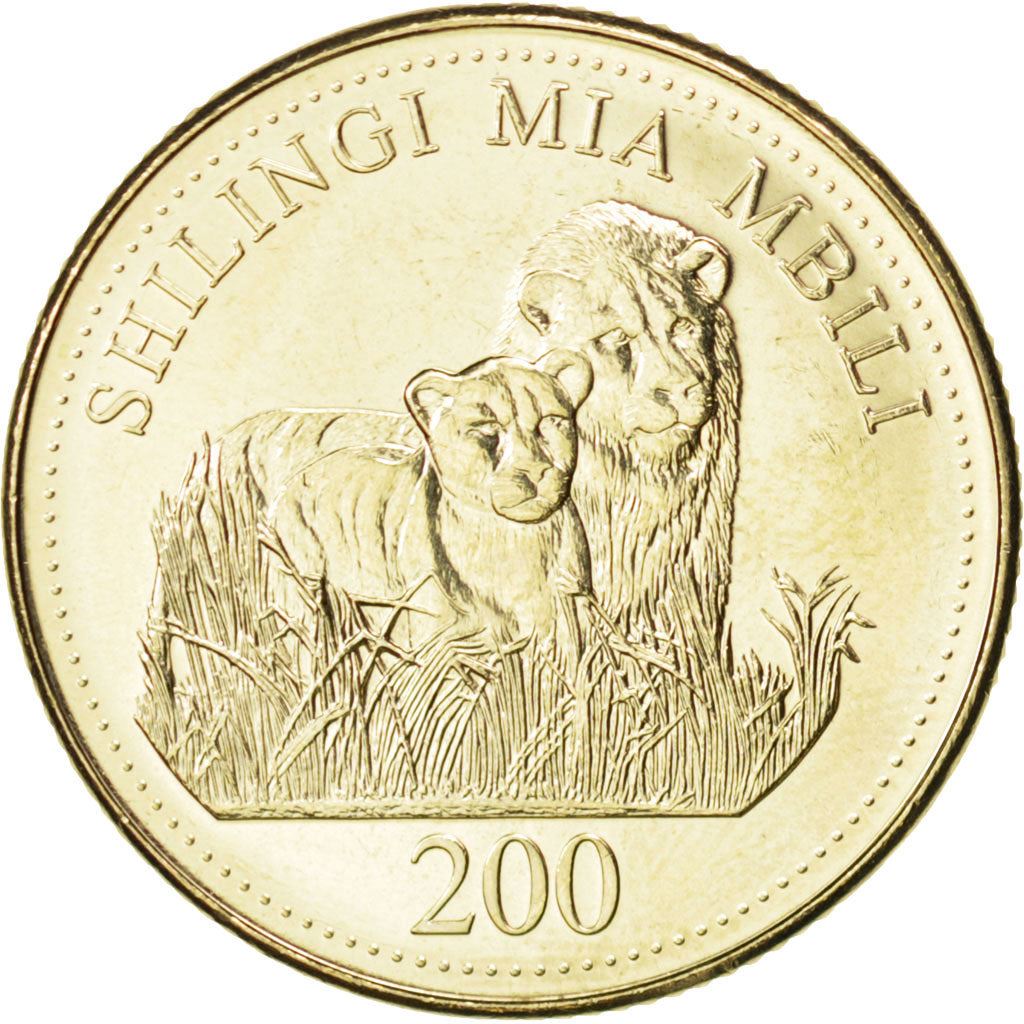 Tanzania | 200 Shilingi Coin | Lions | Km:34 | 1998 - 2014