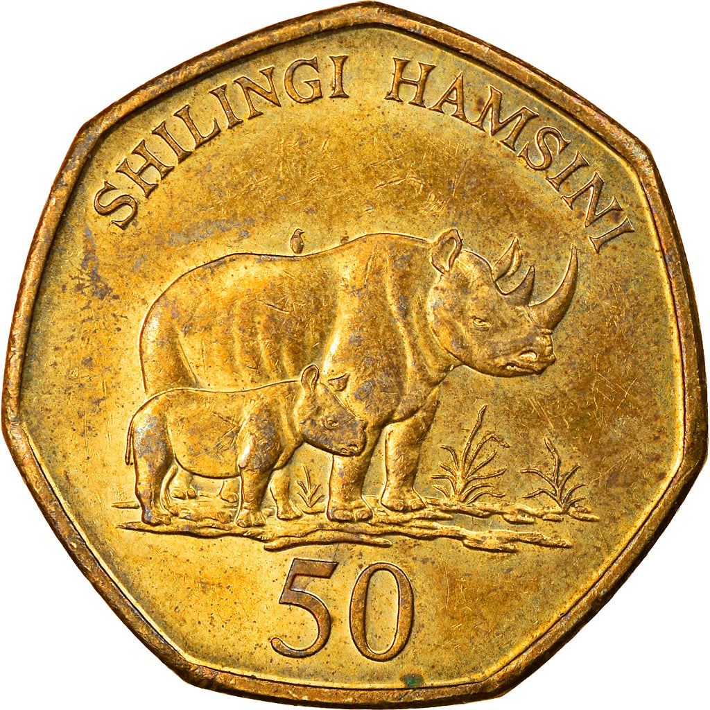 Tanzania | 50 Shilingi Coin | Rhino | Km:33 | 1996 - 2015