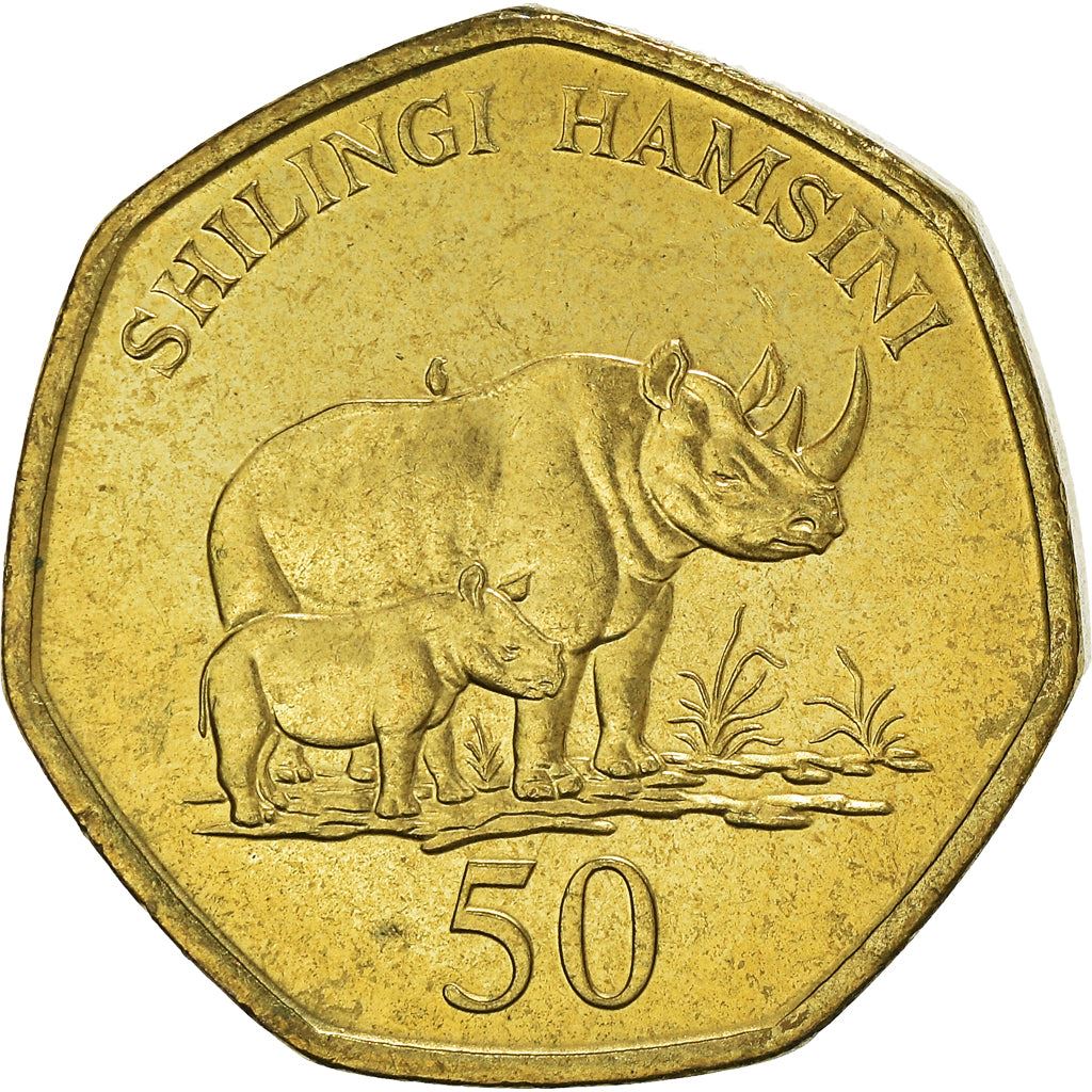 Tanzania | 50 Shilingi Coin | Rhino | Km:33 | 1996 - 2015