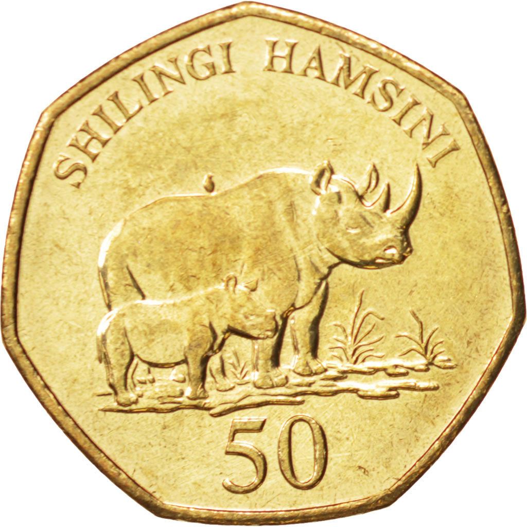 Tanzania | 50 Shilingi Coin | Rhino | Km:33 | 1996 - 2015