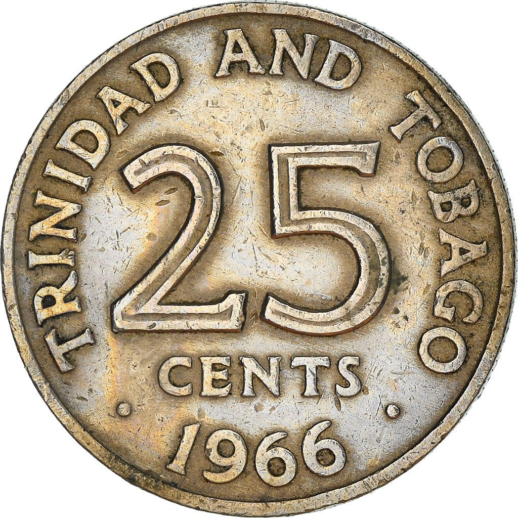 Trinidad and Tobago 25 Cents Coin | Queen Elizabeth II | KM4 | 1966 - 1972