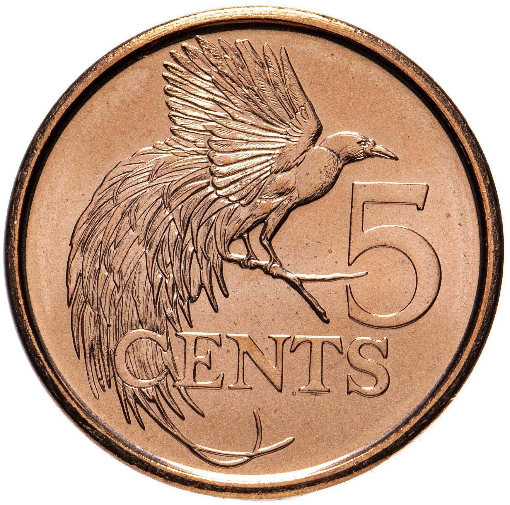 Trinidad and Tobago 5 Cents Coin | Greater Bird of Paradise | 2017