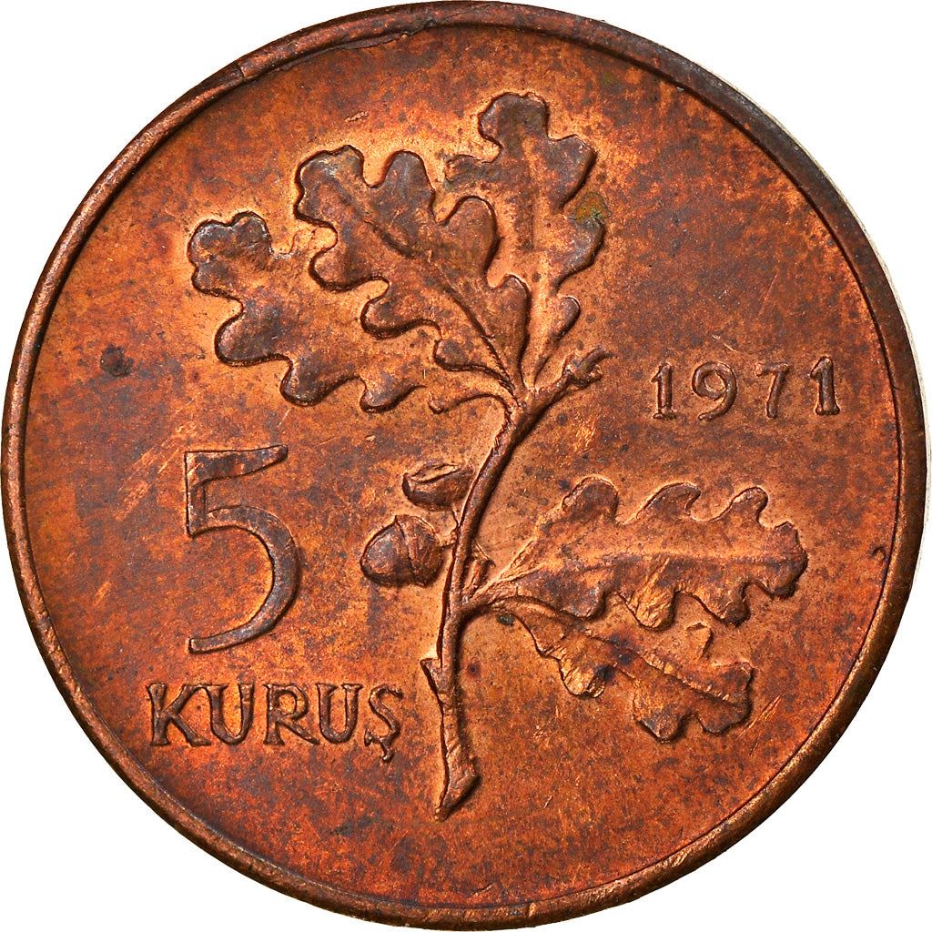 Turkey | 5 Kuruş Coin | KM890.2 | 1969 - 1973 | Bronze