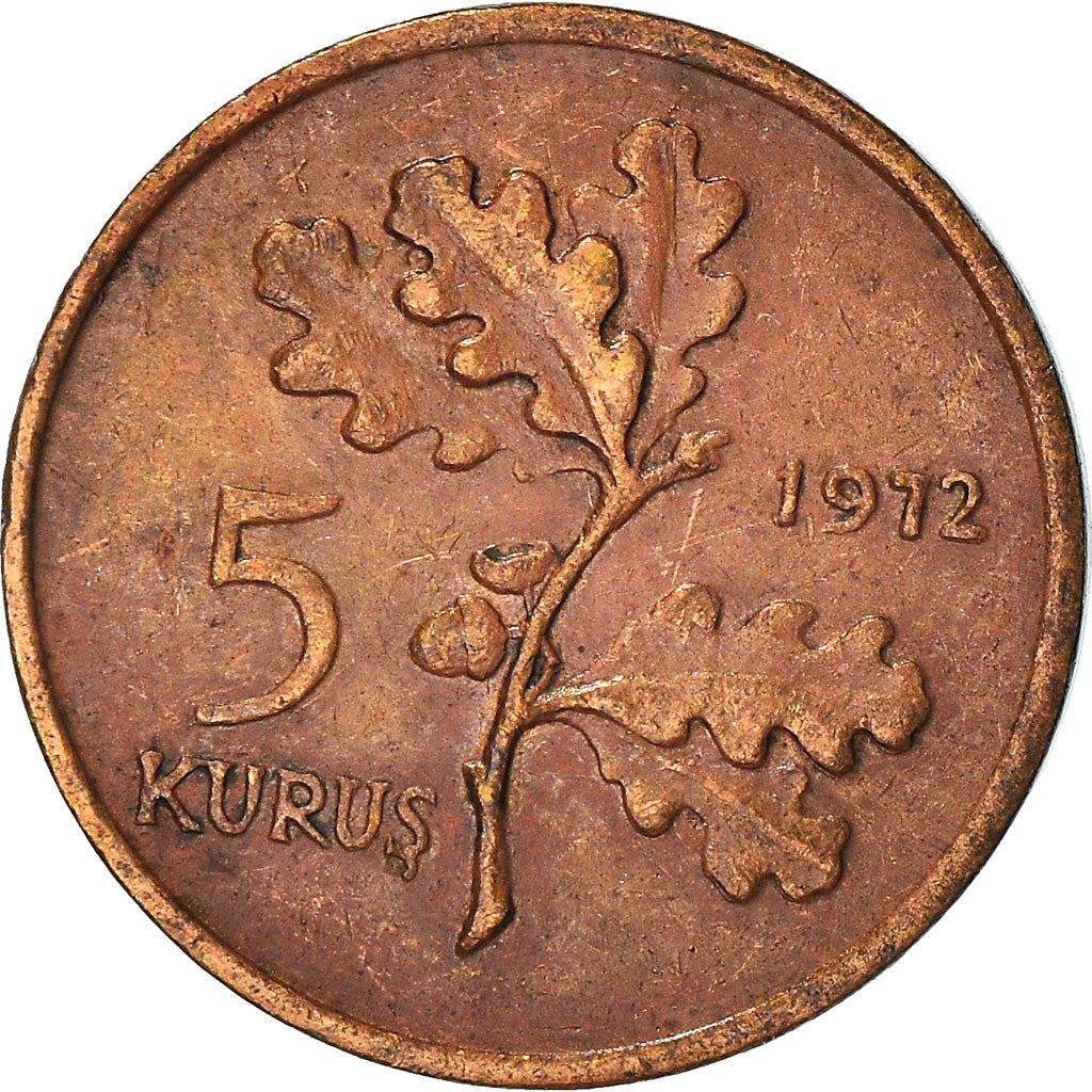 Turkey | 5 Kuruş Coin | KM890.2 | 1969 - 1973 | Bronze