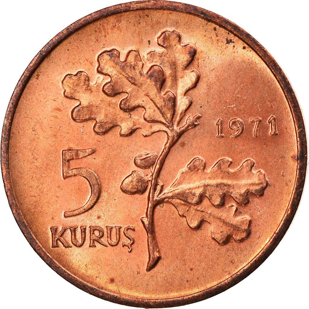 Turkey | 5 Kuruş Coin | KM890.2 | 1969 - 1973 | Bronze